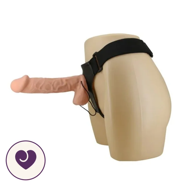 10 Inch Vibrating Strap-On Dildo with Wired Remote