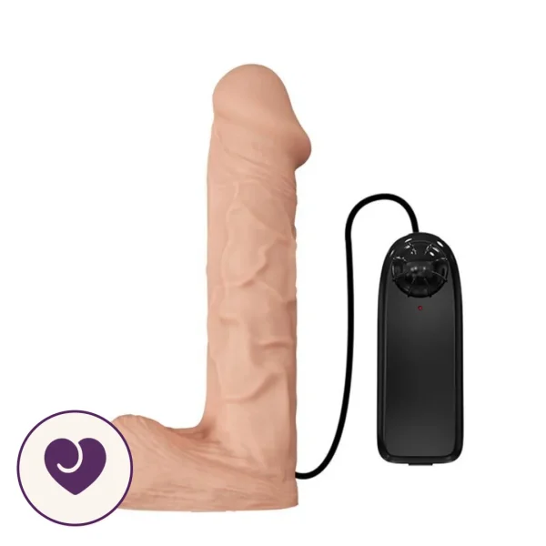 10 Inch Vibrating Strap-On Dildo with Wired Remote