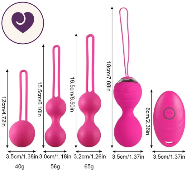 4 Piece Vibrating Kegel Ball Set With Remote