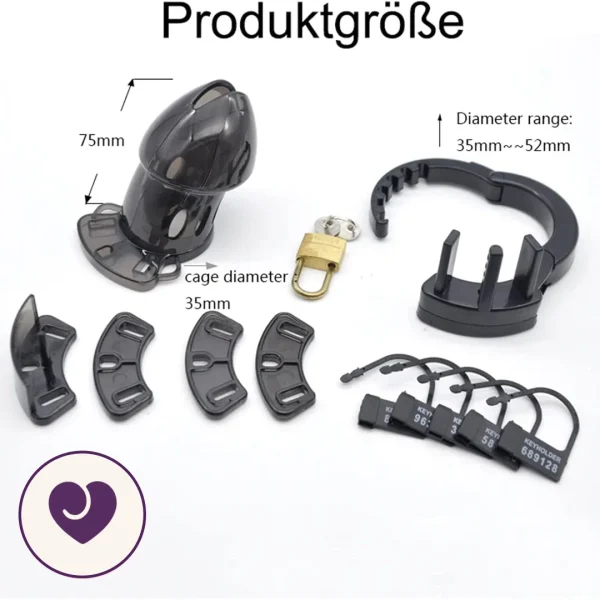 Adjustable Silicone Chastity Cage in Smoke Black
