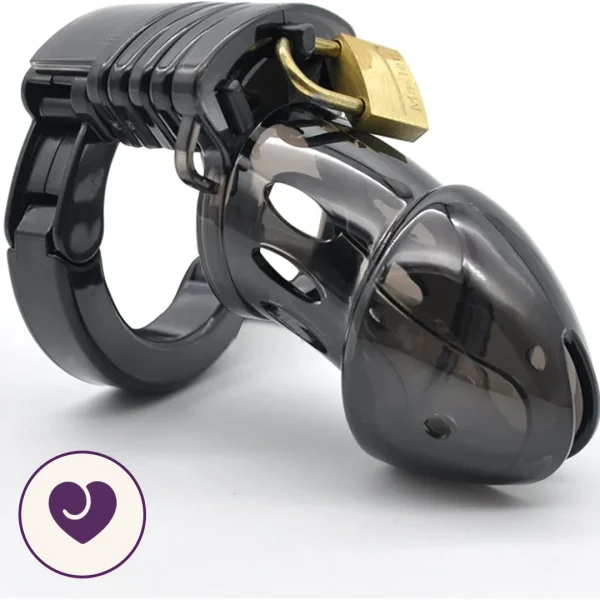Adjustable Silicone Chastity Cage in Smoke Black