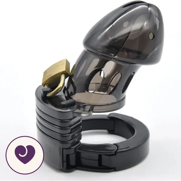 Adjustable Silicone Chastity Cage in Smoke Black