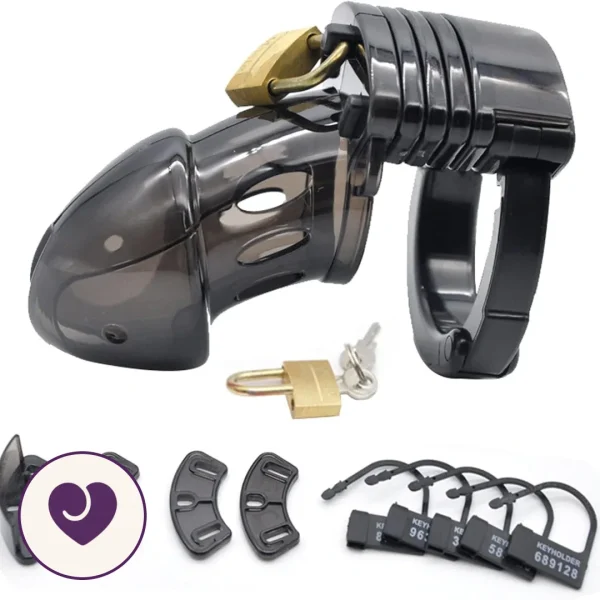 Adjustable Silicone Chastity Cage in Smoke Black