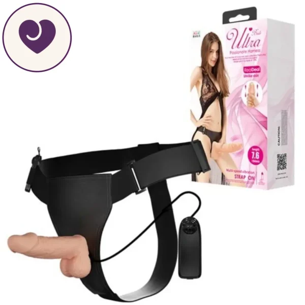 Baile 19cm Vibrating Strap-On Dildo with Adjustable Harness