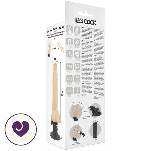 BaseCock 8 Inch Realistic Vibrating Dildo with Suction Base