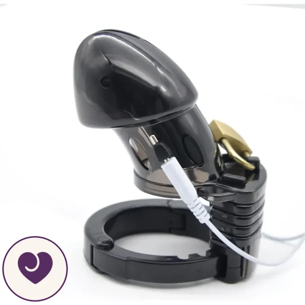 Black Electro Chastity Cage with Shock Controller and Padlock