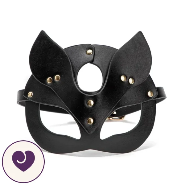 Black Faux Leather Cat Eye Mask