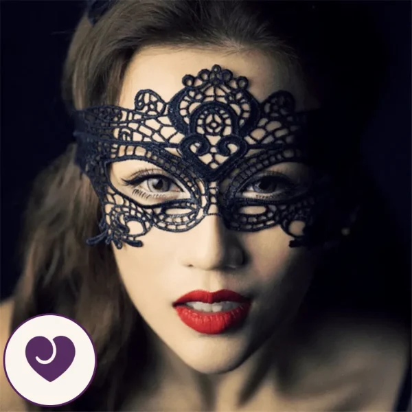 Black Floral Lace Eye Mask with Ribbon Ties