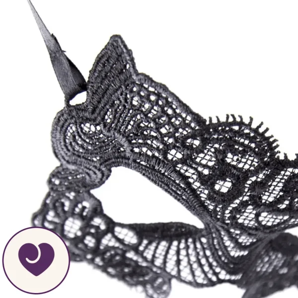 Black Floral Lace Eye Mask with Ribbon Ties
