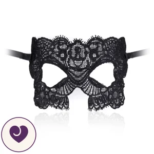 Black Floral Lace Eye Mask with Ribbon Ties