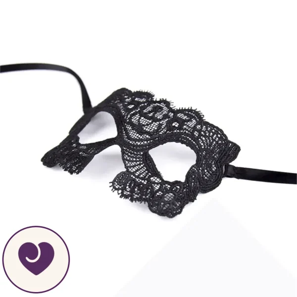 Black Floral Lace Eye Mask with Ribbon Ties