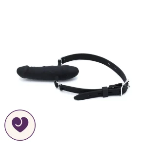 Black Silicone Double-Ended Dildo Gag Harness