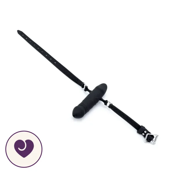 Black Silicone Double-Ended Dildo Gag Harness