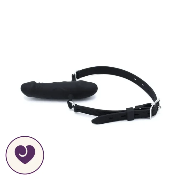 Black Silicone Double-Ended Dildo Gag Harness