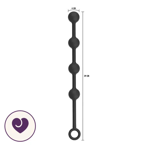 BlackOut Flexible Silicone Anal Beads with Retrieval Ring