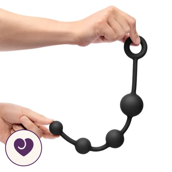 BlackOut Flexible Silicone Anal Beads with Retrieval Ring