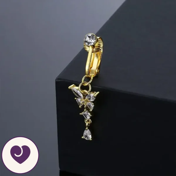 Butterfly Clip-On Belly Jewel, Gold or Silver