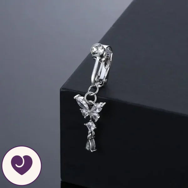 Butterfly Clip-On Belly Jewel, Gold or Silver