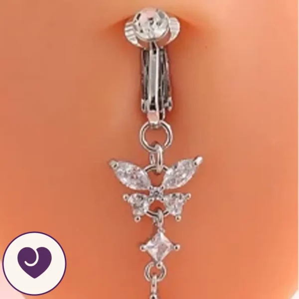 Butterfly Clip-On Belly Jewel, Gold or Silver