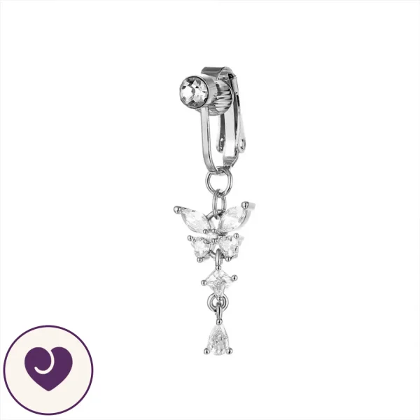 Butterfly Clip-On Belly Jewel, Gold or Silver