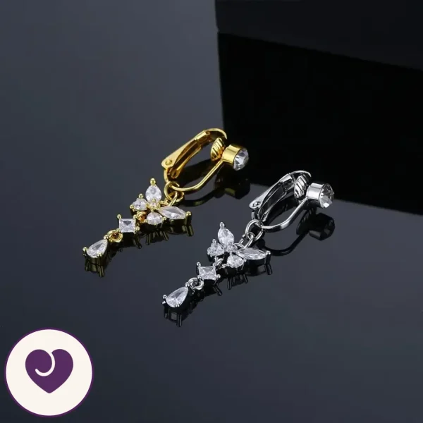 Butterfly Clip-On Belly Jewel, Gold or Silver