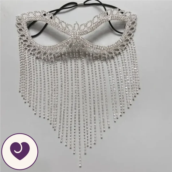 Crystal Rhinestone Masquerade Face Mask with Tassels