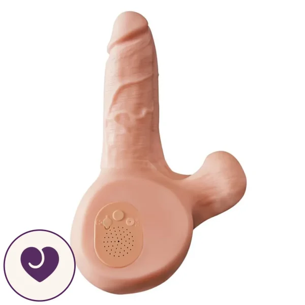 Dirty Talk Vibrating Dual-Entry Dildo with Anal Doll Design