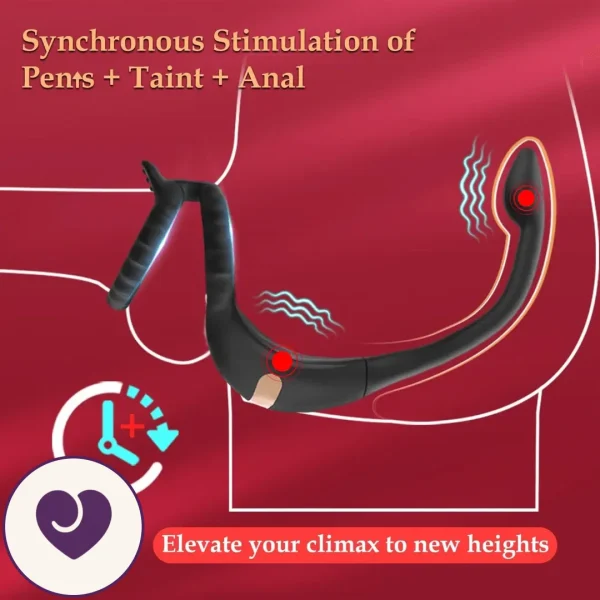 DualStrike Silicone Cock Ring with Anal Hook and Remote