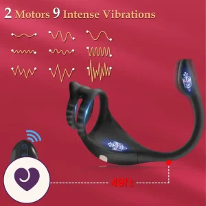 DualStrike Silicone Cock Ring with Anal Hook and Remote