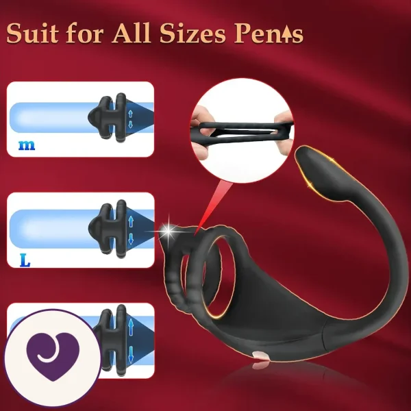 DualStrike Silicone Cock Ring with Anal Hook and Remote