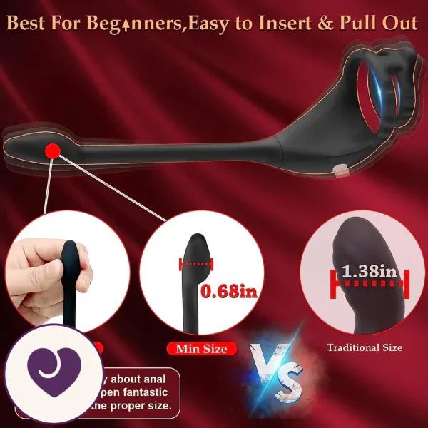 DualStrike Silicone Cock Ring with Anal Hook and Remote
