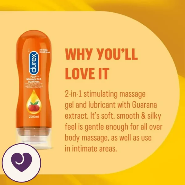 Durex Guarana 2-in-1 Massage Gel and Lube 200ml
