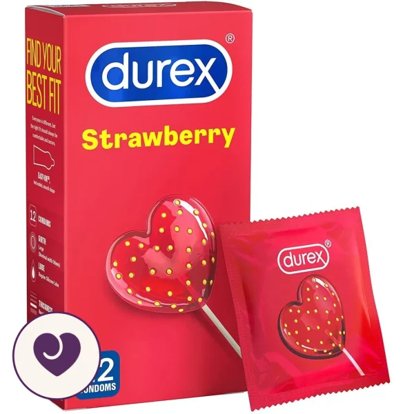 Durex Strawberry Flavoured Latex Condoms, Pack of 12