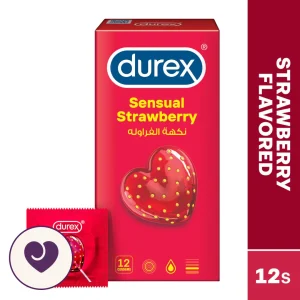 Durex Strawberry Flavoured Latex Condoms, Pack of 12