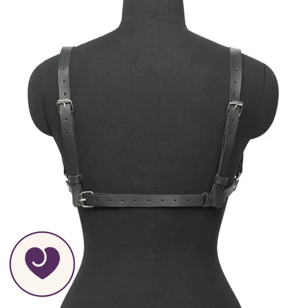 Faux Leather Bra Style Body Harness with O-Rings