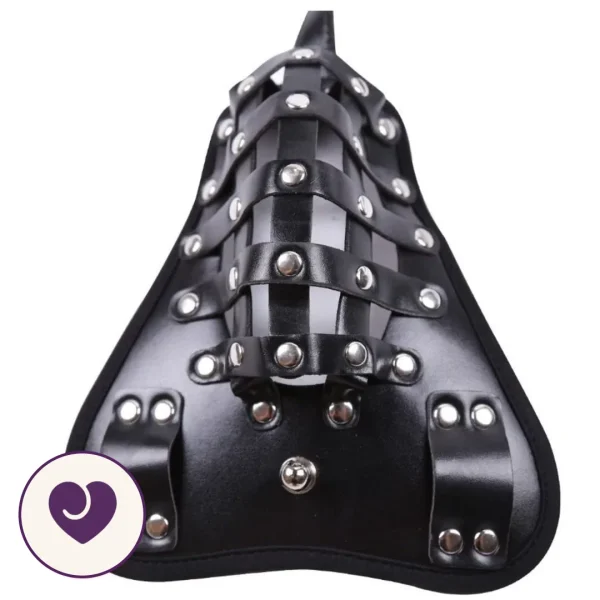 Faux Leather Chastity Belt With Padlock Closure