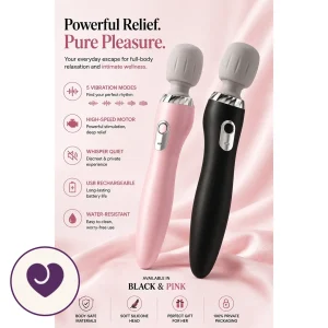 Five Mode Silicone Wand Vibrator, USB Rechargeable