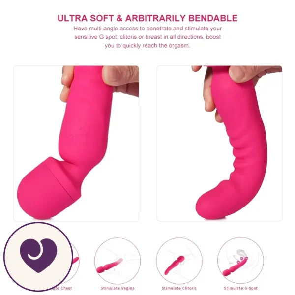 Flood Heated Bendable Wand Vibrator and Dildo