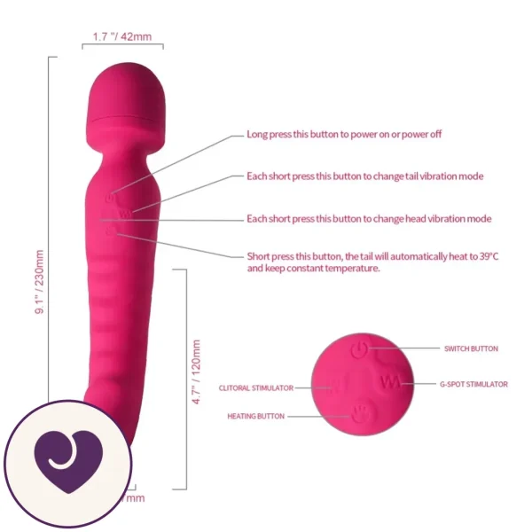 Flood Heated Bendable Wand Vibrator and Dildo