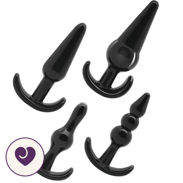 Four-Piece Graduated Anal Plug Set in Matte Black