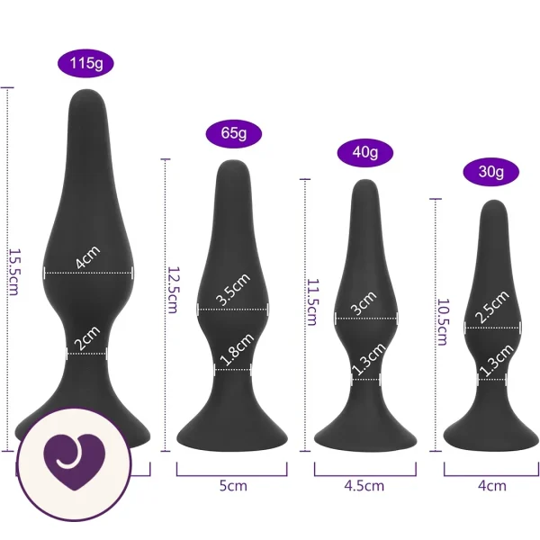 Four-Piece Silicone Anal Plug Set for Beginners to Advanced
