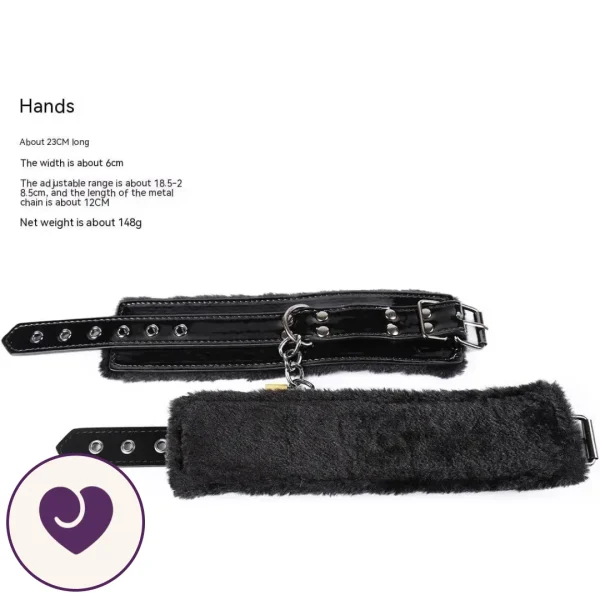 Fur Lined Patent Leather Locking Wrist Cuffs