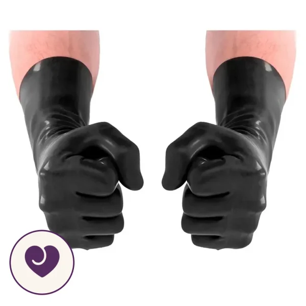 Glossy Black Latex Fisting Gloves, Pair