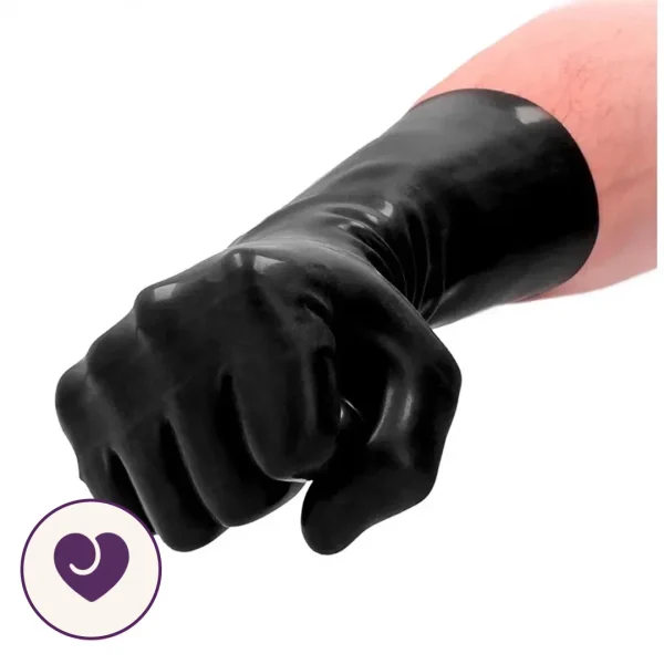 Glossy Black Latex Fisting Gloves, Pair
