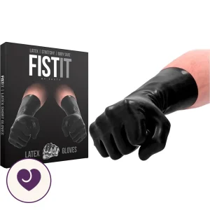 Glossy Black Latex Fisting Gloves, Pair