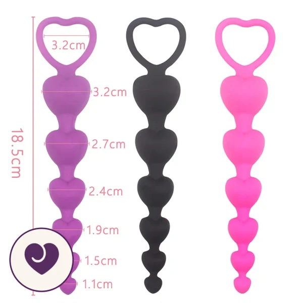 Heart-Shaped Silicone Anal Beads for Beginners