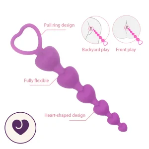 Heart-Shaped Silicone Anal Beads for Beginners