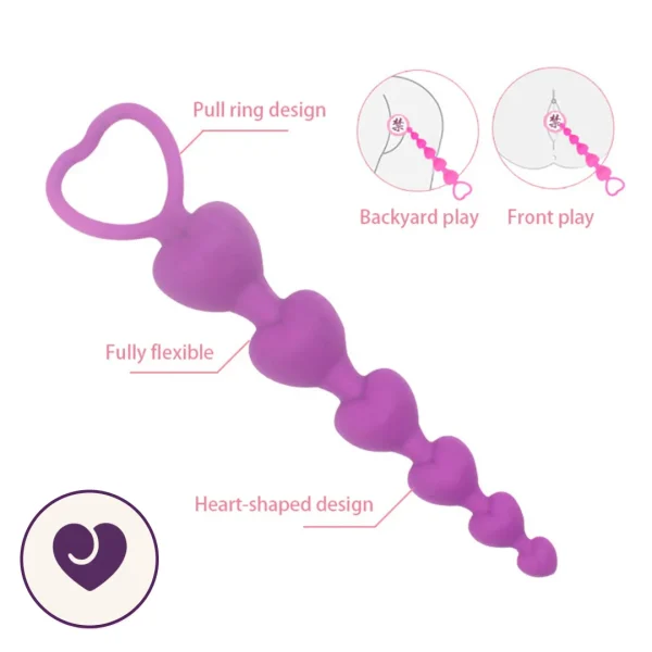 Heart-Shaped Silicone Anal Beads for Beginners
