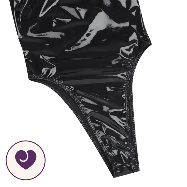 High-Shine Wet Look Halter Bodysuit