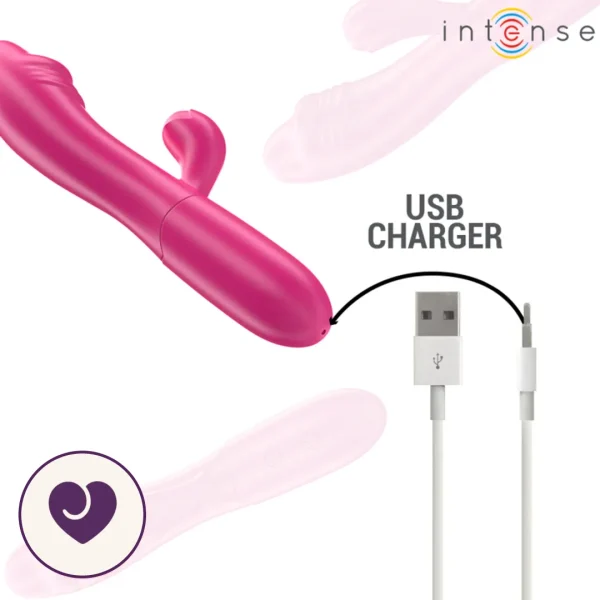 Hot Pink Dual Stimulation Rabbit Vibrator with 10 Modes